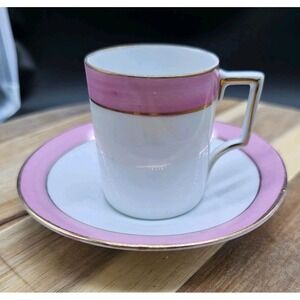 Vintage Mini Victoria Austria Demitasse Tea Cup & Saucer Small‎ Pink